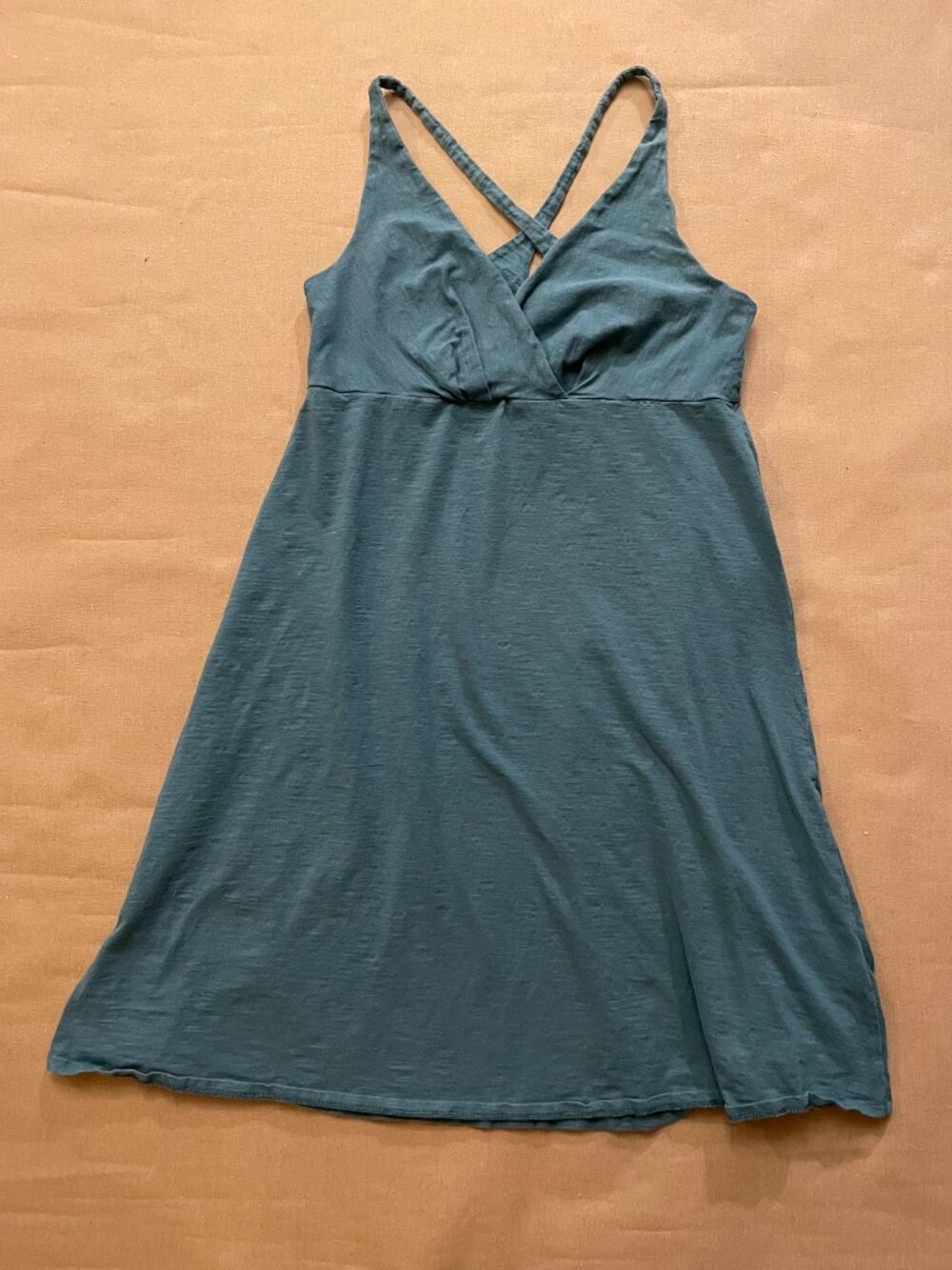 Patagonia Dress Sz M Amber Dawn Teal Organic Cotton Hiking Camping Athletic